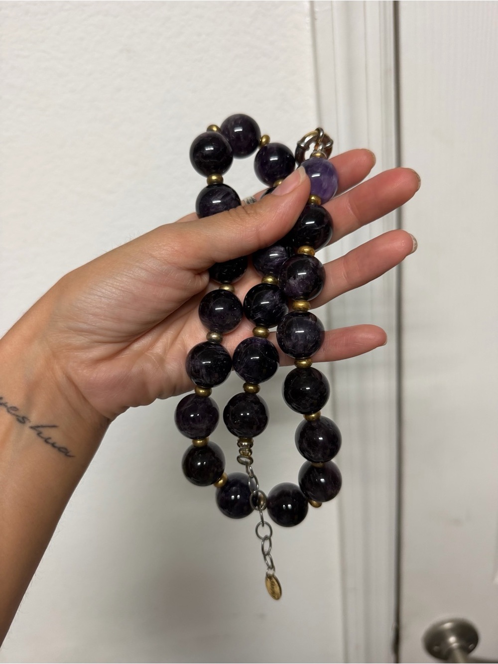 Vintage necklace polished purple stone